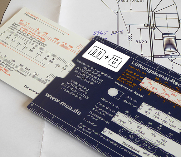 Luftkanalrechner Luftkanalrechner zum schieben in Papierform