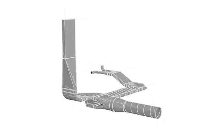 Luftsystembaugruppe aus runden und ovalen Luftleitungen Systembaugruppe von m+a